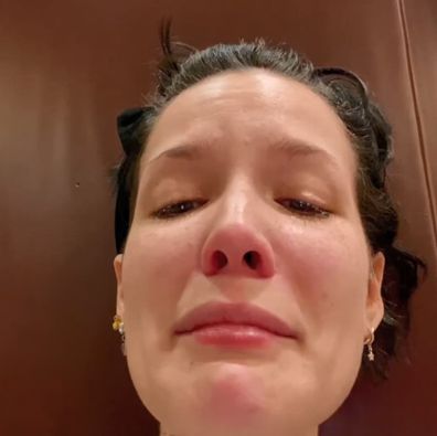 The singer shared a video of her crying