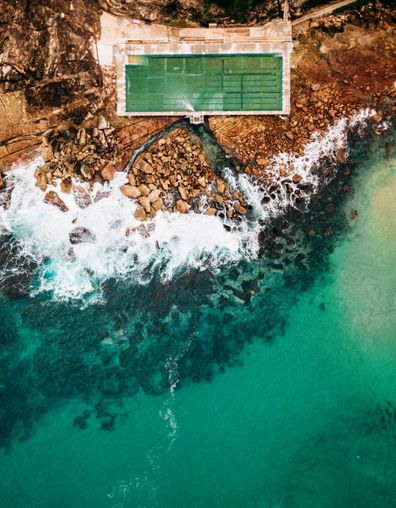 Aerial Bronte Beach ocean pool / baths