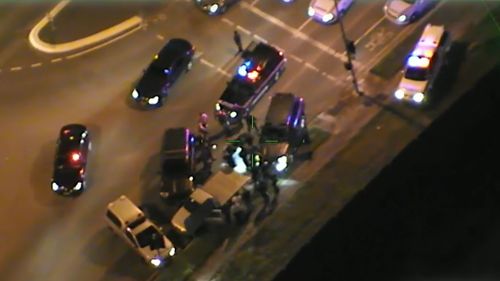 Police swarmed on the driver after his vehicle stopped at Heathwood. (Queensland Police)