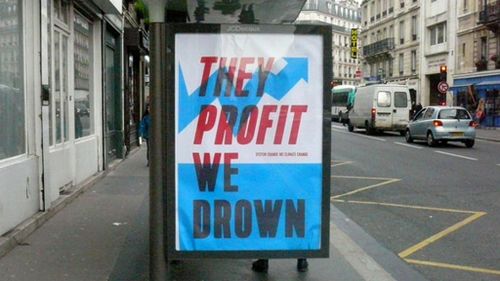Brandalism points the finger at corporate profiteering. (brandalism.org.uk)