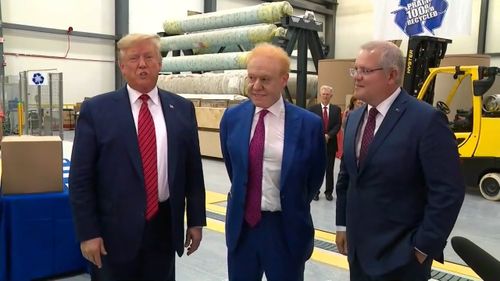 Donald Trump, Anthony Pratt and Scott Morrison tour the Aussie billionaire's Ohio factory.