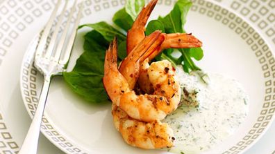 Spicy barbecue prawn salad
