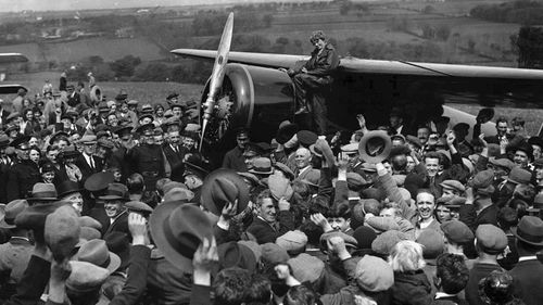 Aviator Amelia Earhart drew massive crowds with her feats of aviation. (AP).