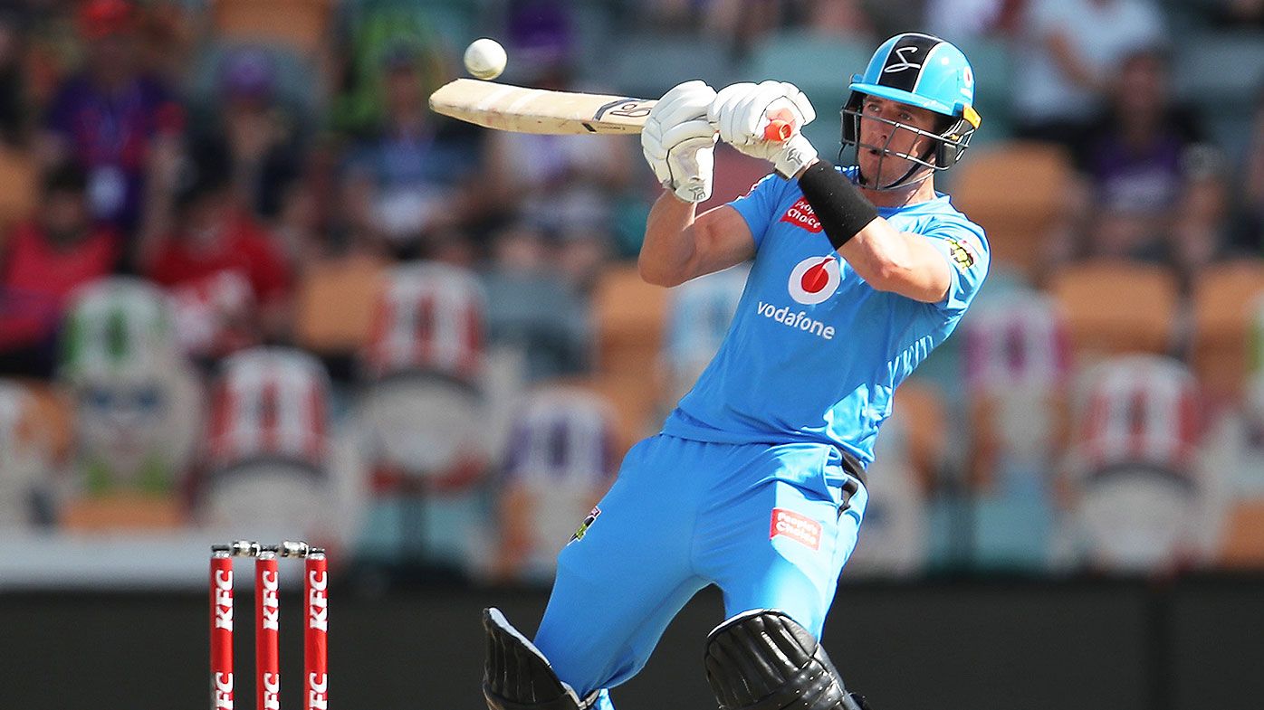  Daniel Worrall of the Strikers bats during the Big Bash League match between the Adelaide Strikers and the Hobart Hurricanes at Blundstone Arena,