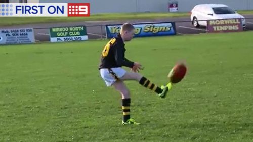 Warming up before the under-16s match against Yinnar. (9NEWS)