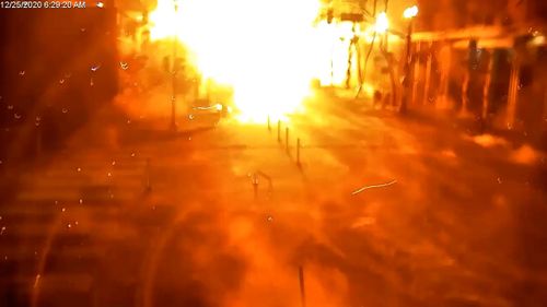 A massive fireball fills the street in Nashville on Christmas day.
