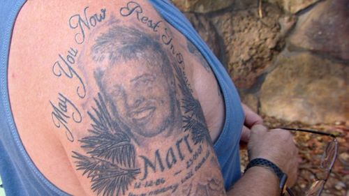 Mark Leveson's tattoo of his son.