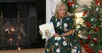 Jill Biden reading book kids Christmas White House