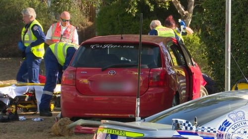 The car that allegedly struck a priest in Cecil Hills. (9NEWS)