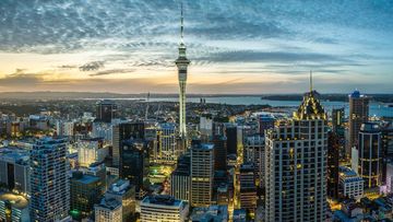Auckland city skyline in NZ.