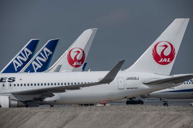 ANA (All Nippon Airways) and Japan Airlines aeroplanes 