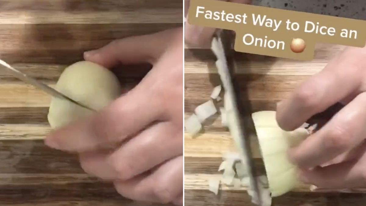 Hack shows no-tears secret to dicing onion in 30 seconds