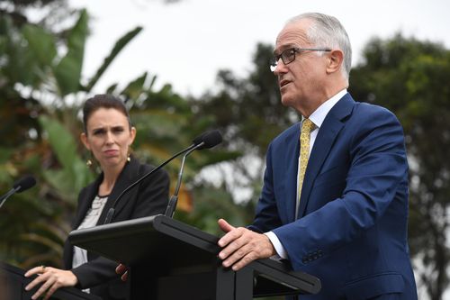 Malcolm Turnbull has defended Australia's deportation of Kiwi convicted criminals at a joint press conference with New Zealand PM Jacinda Ardern this morning. (AAP)