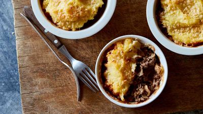 Recipe: <a href="http://kitchen.nine.com.au/2016/08/30/13/30/beef-diane-pie" target="_top">Diane pies with parsnip mash</a>