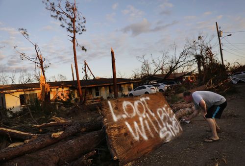 Florida authorities have tried to get water and supplies out tio survivors of Hurricane Michael, but some looting has happened since the storm hit last week.