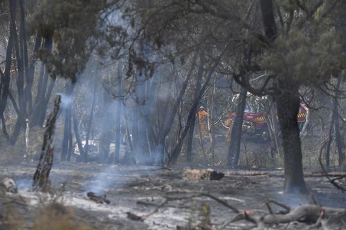 Burnt out land following the Carrum Downs blaze. (AAP)