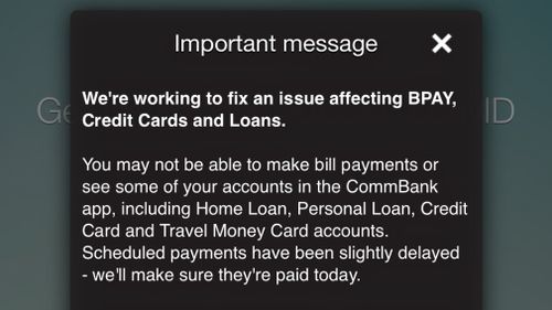 The message displayed to customers on the bank's app. 