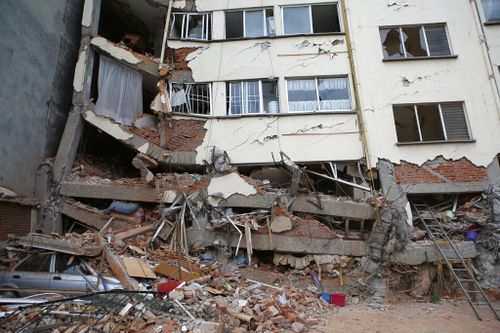 An earthquake damaged building stands in the Linda Vista neighbourhood of Mexico City. (AP)
